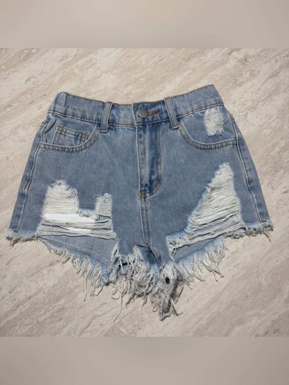Little Girl Ripped Soft Jeans Shorts *10